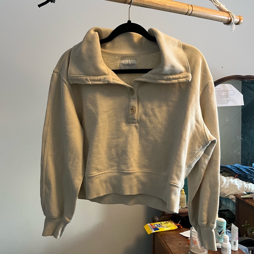 Vintage Beige Quarter-Zip Pullover
